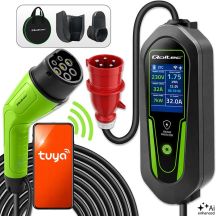 Qoltec Ladegerät für Elektroautos und Hybridfahrzeuge mit 2-in-1-Regulierung Typ 2 | 7 kW | 230 V | CE 32 A | WLAN | Tuya | Smart Life | LCD | 5 m
