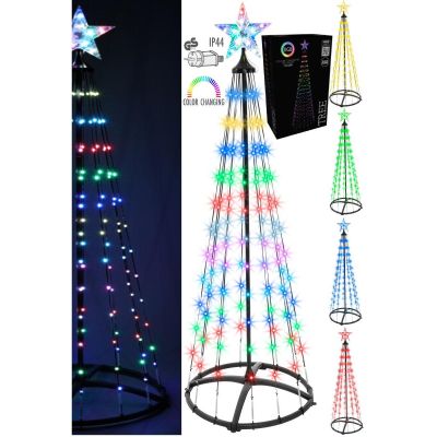 23. DEKORATIVER WEIHNACHTSBAUM 154 LED RGB 150 CM SCHWARZ