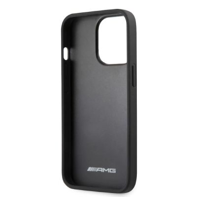 7. AMG AMHCP13LOSDBK iPhone 13 Pro / 13 6,1" schwarz/schwarzes Hardcase Leder mit gebogenen Linien