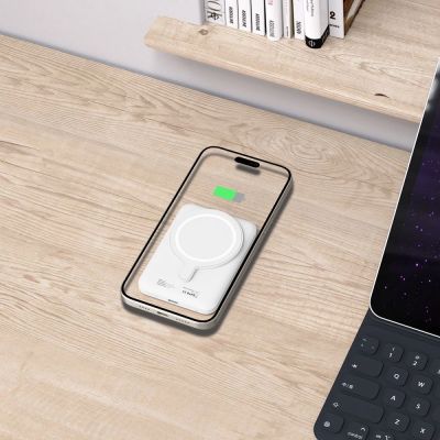 6. Tech-Protect LifeMag PB10 Powerbank mit MagSafe 5000 mAh 15 W USB-C-Anschluss – weiß + USB-C-Kabel