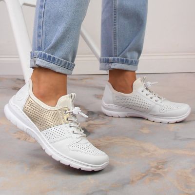 5. Bequeme Rieker W L3254-80 weiße Schuhe