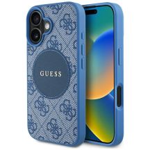 Guess 4G Circle Classic Logo MagSafe Hülle für iPhone 16 - blau