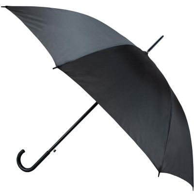 2. Langer halbautomatischer Regenschirm mit gebogenem Griff, schwarz, SEMI LINE