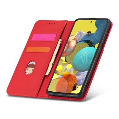 12. Magnetkartenetui Hülle für Samsung Galaxy A13 5G Tasche Geldbörse Kartenhalter Rot