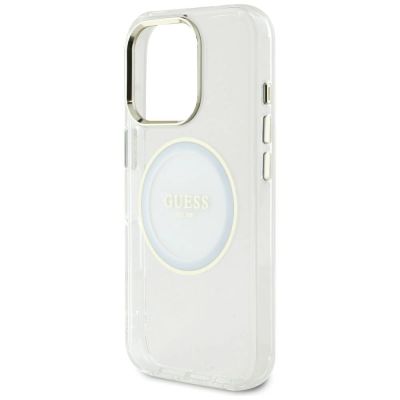 6. Guess IML Metal Colored Circle Classic Logo MagSafe Hülle für iPhone 16 Pro Max - Weiß