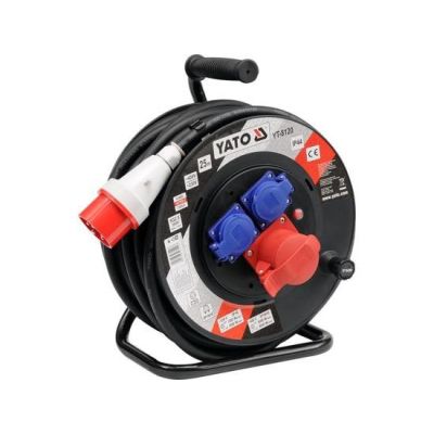 Yato YT-8120 Kabeltrommel, 3 x Steckdose, 25 m