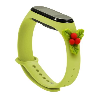 Strap Xmas für Xiaomi Mi Band 3 / 4 Weihnachts-Silikonarmband mit Stechpalme - Grün