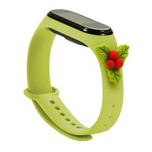 Strap Xmas für Xiaomi Mi Band 3 / 4 Weihnachts-Silikonarmband mit Stechpalme - Grün
