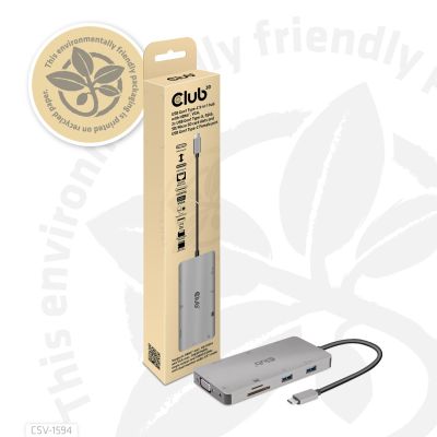 13. CLUB3D CSV-1594 USB 3.2 Gen 1 (3.1 Gen 1) Typ-C Dockingstation, Schwarz, Grau