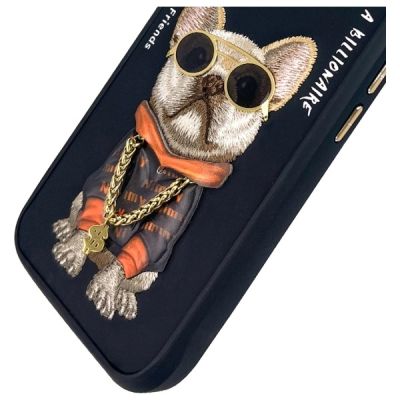 7. Nimmy Glasses Cool Dog iPhone 16 Hülle - Schwarz