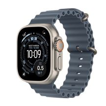 Apple Watch Ultra 3 (2025) 5G 49 mm Gehäuse aus Natur-Titan mit Ozean-Armband – Ankerblau