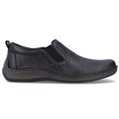 4. Rieker 05264-00 Schwarze Herren-Slipper aus Leder