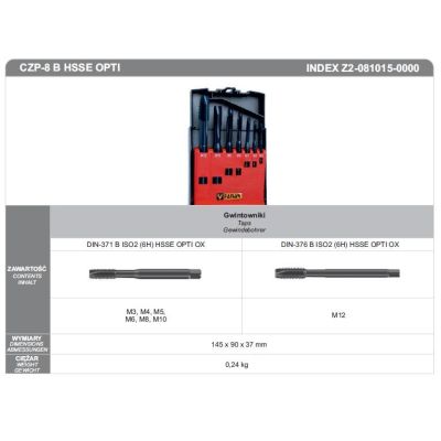 GEHÄHNERSATZ M3-M12 DIN-371B/DIN-376B (6H) HSSE CZP-8 OPTI
