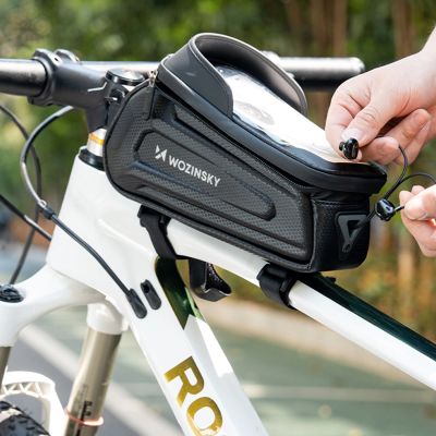 9. Wozinsky Fahrradtasche für den Rahmen, gepanzert, mit Handytasche, 1,7 l - schwarz