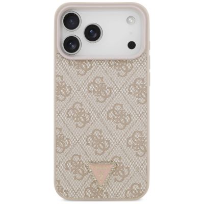 3. Guess Leather 4G Triangle Strass MagSafe Case für iPhone 17 Pro Max - Pink