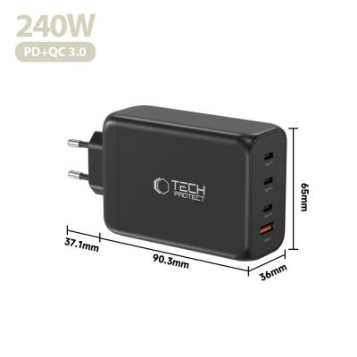 5. Tech-Protect NC240W-GaN 4-Port 240W Wandladegerät – Schwarz