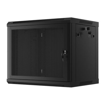 8. Wandregalschrank 19" 9U 600X450 SCHWARZ PERFORIERT TÜR LANBERG (FLAT PACK)