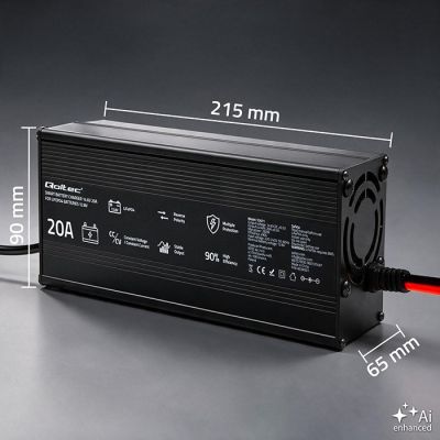 5. Qoltec Spezialladegerät für LiFePO4-Akkus 12 V | 20 A | PF 0,9 | LED | Intelligentes Laden