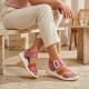 9. Rieker W2950-31 Damen-Sandalen aus rosa Leder mit hohem Absatz