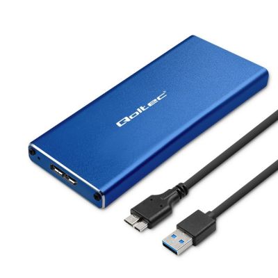 4. QOLTEC M.2 SSD-Gehäuse | SATA | NGFF | USB 3.0 | Superschnelle 5 Gbit/s | 2 TB | Blau