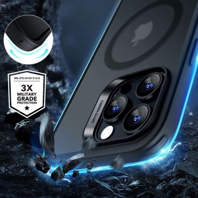 2. ESR Classic Hybrid Halolock MagSafe-Hüllenset + gehärtetes Glas für iPhone 16 Pro Max – durchscheinend mit schwarzem Rahmen