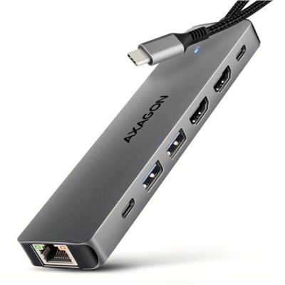 19. Axagon HMC-7HX2 USB-Hub USB 3.2 Gen 1 (3.1 Gen 1) Typ-C Grau