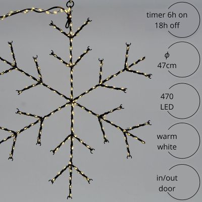 6. DEKORATIVER HÄNGE-SCHNEEFLOCKE MIT 470 LED, WARMWEISS