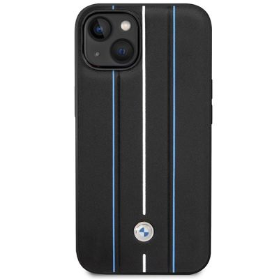 3. Hülle BMW BMHCP14S22RVSK iPhone 14 6,1" schwarz/schwarz Hardcase Leder Stamp Blue Lines