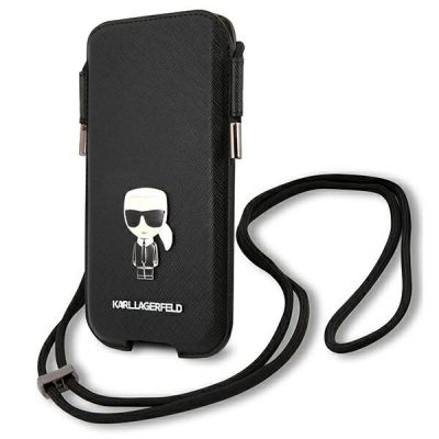 Karl Lagerfeld Saffiano Ikonik Karl 6,7'' Handtasche - Schwarz