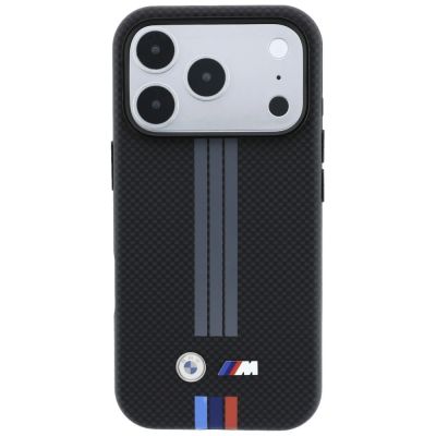 3. BMW M Quadrille Kevlar Anthrazit & Tricolor Print Lines MagSafe Hülle für iPhone 18 Pro Max / 17 Pro Max - Schwarz