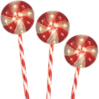 9. LED-Gartendekoration Zucker-Lollis, 3er-Set, warmweiß