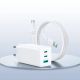 8. Joyroom JR-TG10 65W GaN 2x USB-C + USB-A Wandladegerät mit 100W USB-C - USB-C 1,2m Kabel - weiß
