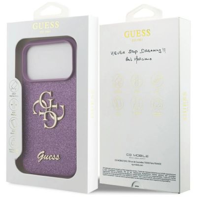 8. Guess Fixed Glitter Big 4G Hülle für iPhone 17 Pro - Lila