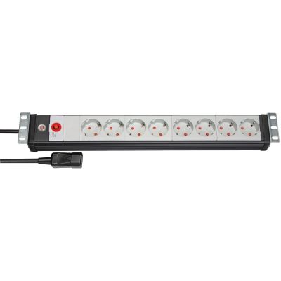 Brennenstuhl Premium-Line Steckdosenleiste 19 Zoll Steckdosenleiste 8-fach, Juodas/Lichtgrau, 3m