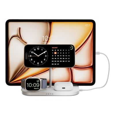 6. ZENS ZEDC29W/00 Ladegerät, für den Innenbereich, Netzanschluss, USB, kabelloses Laden, 1 m, Silber, Weiß