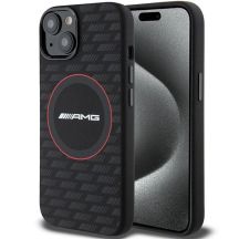 Mercedes AMG Silikonhülle mit Carbon-Muster und MagSafe-Funktion für iPhone 13 / 14 / 15 – Schwarz
