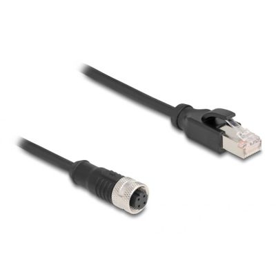 2. DeLOCK M12 D-kodiertes 4-poliges Buchse auf RJ45 Stecker Adapterkabel, 50 cm lang