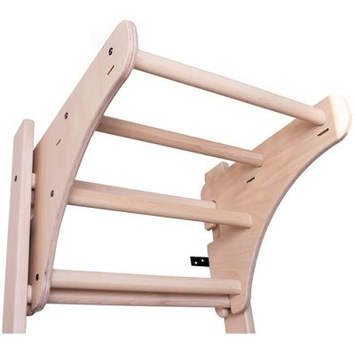 19. Turn-Wandbarren aus Holz und Metall mit 4 Griffen und passender Holzbank, 211 W