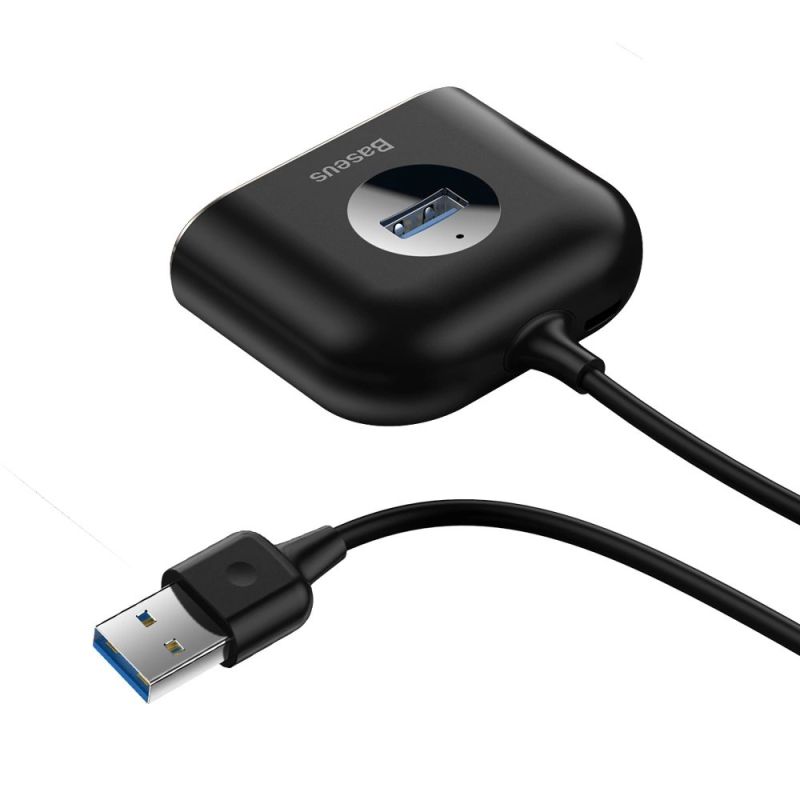 4. HUB Baseus Square USB-A auf 1x USB-A 3.2 Gen 1 / 3x USB 2.0 mit 1m Kabel - schwarz
