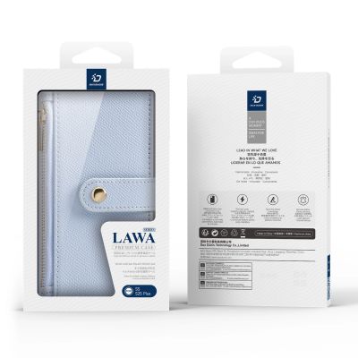13. Dux Ducis Lawa Lederhülle für Samsung Galaxy S25+ mit abnehmbarer magnetischer Brieftasche – Blau