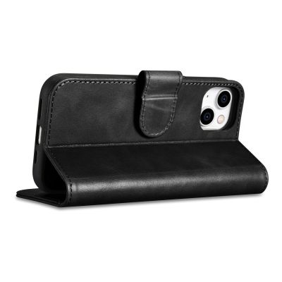 8. iCarer Oil Wax Wallet Case 2in1 Cover iPhone 14 Plus Anti-RFID Leder Flip Case Schwarz (WMI14220723-BK)
