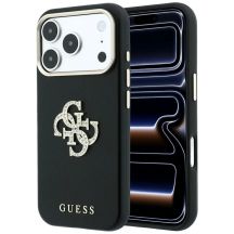 Guess Smooth & Big Strass Logo Hülle für iPhone 18 Pro Max / 17 Pro Max - Schwarz