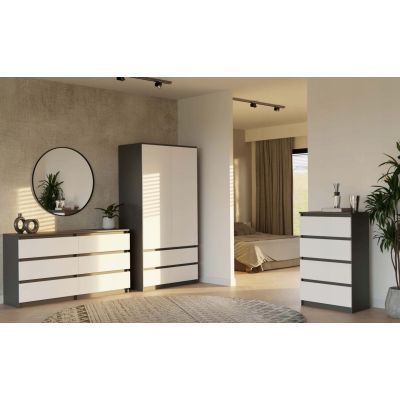 8. MALWA KLEIDERSCHRANK SS-90 ANTHRAZIT / WEISS SET