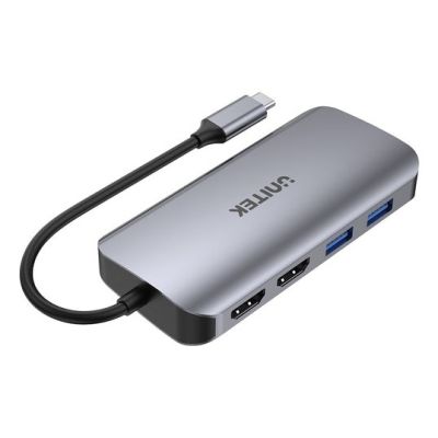 7. UNITEK ACTIVE HUB USB-C 2x HDMI, SD-Kartenleser, 4K, RJ-45, PD 100W, 5 Gbit/s