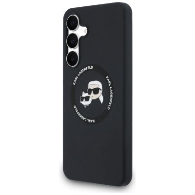 2. Karl Lagerfeld Silikonhülle mit Karl & Choupette-Motiv (MagSafe) für Samsung Galaxy S25 FE – Schwarz