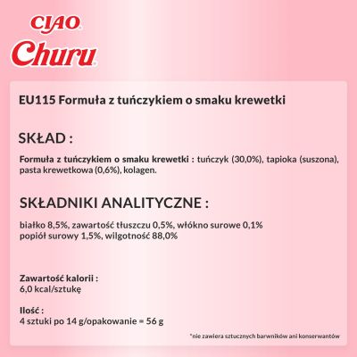 7. INABA Churu Thunfisch mit Garnelen – ein Leckerbissen für Katzen – 4 x 14 g