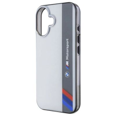 6. BMW Motorsport IML Vertikalstreifen iPhone 16 Hülle - Grau