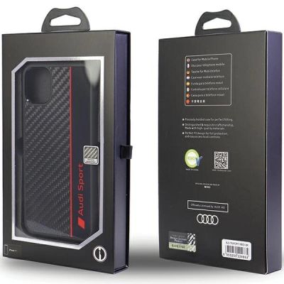 5. Audi Carbon Fiber Stripe iPhone 11 / Xr 6,1" schwarz/schwarzes Hardcase AUS-TPUPCIP11-R8/D1-BK