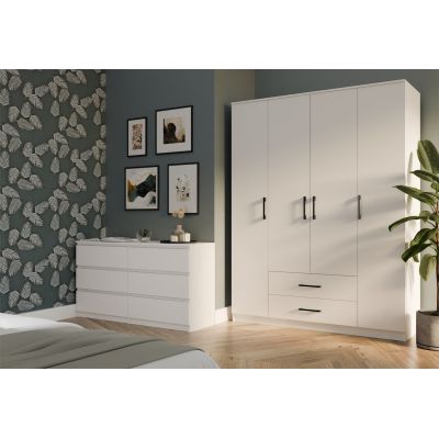 6. ROMANA KLEIDERSCHRANK 160X205 WEISS OHNE SPIEGEL