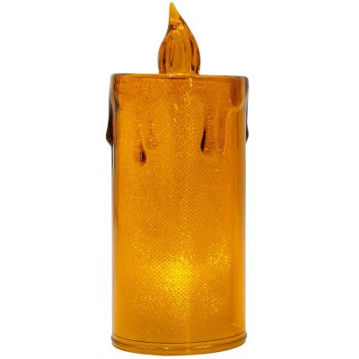 23. Dekorative Kerze, 10,5 cm, bernsteinfarben, warmweiß, 1 LED